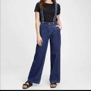 Gap Wide Leg Suspender Dark Wash Jeans with Washwell Size 29/8R